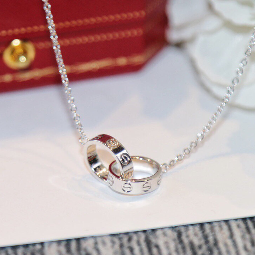 [sparkle Jewelery]LOVE DOUBLE RING NECKLACE