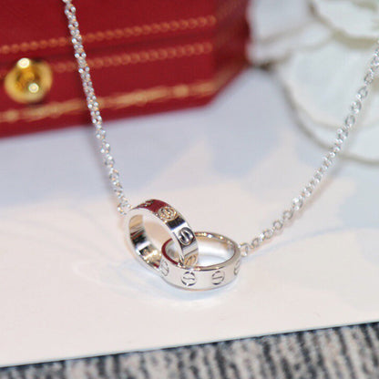 [sparkle Jewelery]LOVE DOUBLE RING NECKLACE