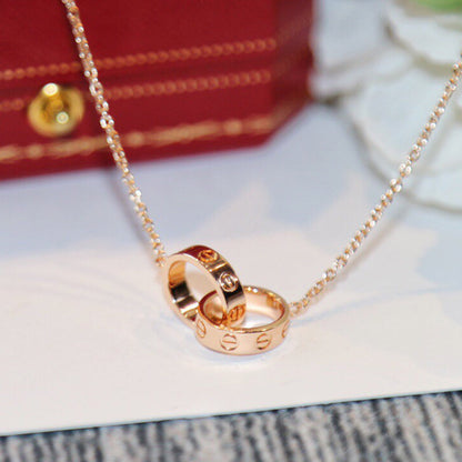 [sparkle Jewelery]LOVE DOUBLE RING NECKLACE