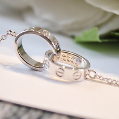 [sparkle Jewelery]LOVE DOUBLE RING NECKLACE