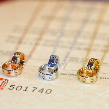 [sparkle Jewelery]LOVE DOUBLE RING NECKLACE