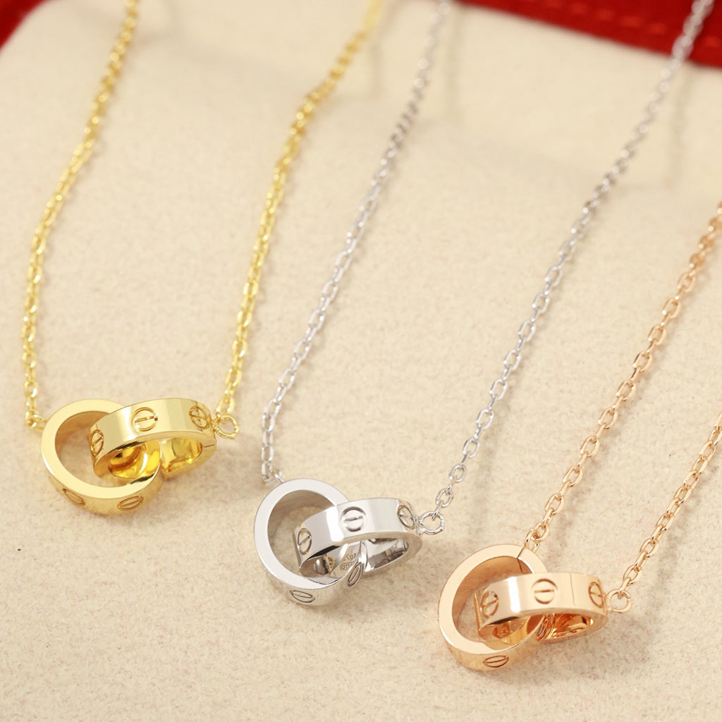 [sparkle Jewelery]LOVE DOUBLE RING NECKLACE