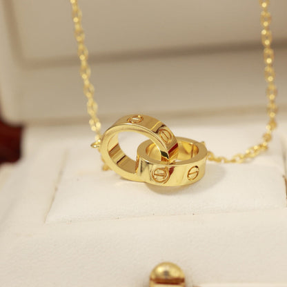 [sparkle Jewelery]LOVE DOUBLE RING NECKLACE