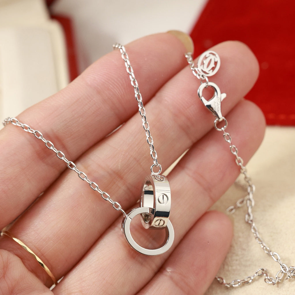 [sparkle Jewelery]LOVE DOUBLE RING NECKLACE