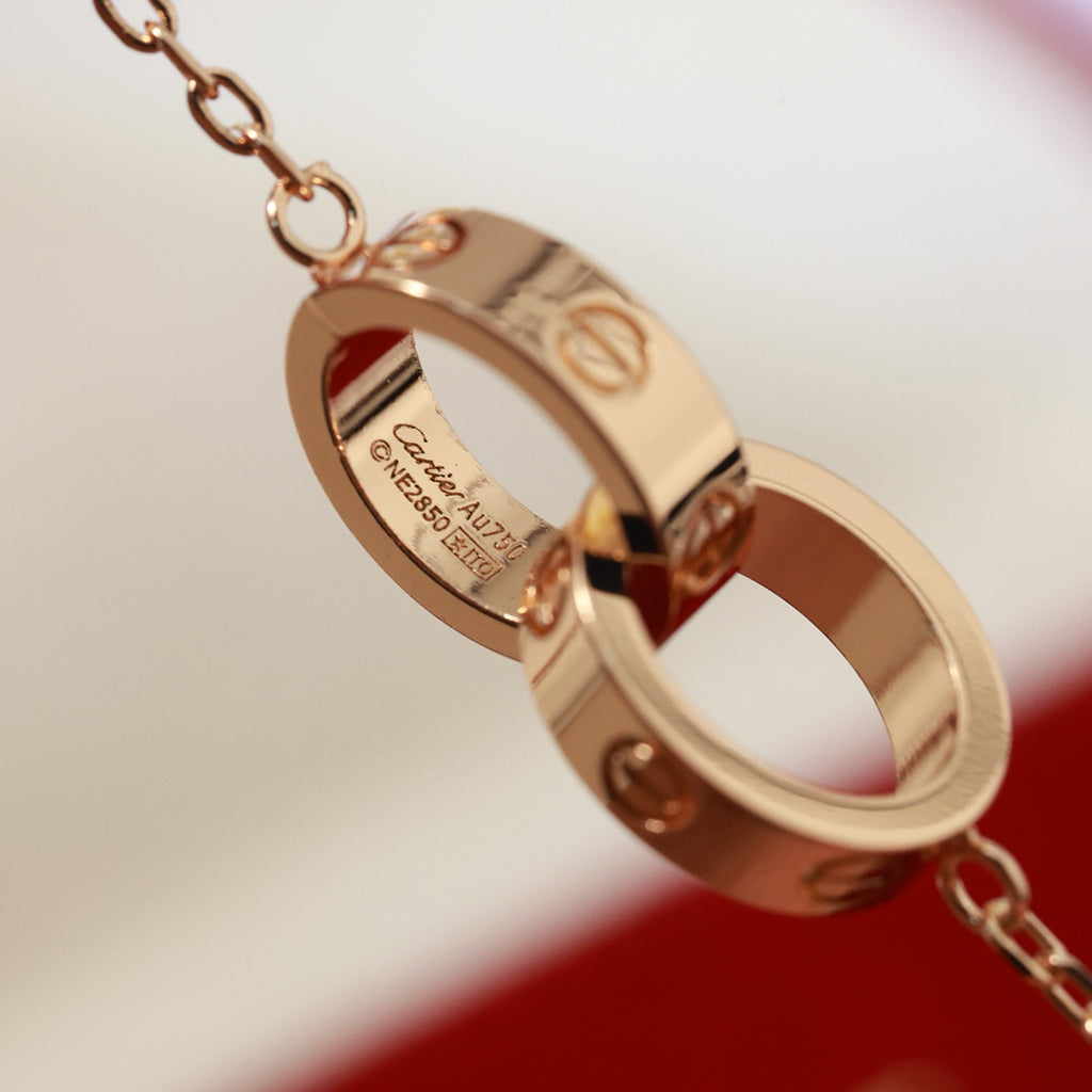 [sparkle Jewelery]LOVE DOUBLE RING NECKLACE