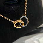 [sparkle Jewelery]LOVE DOUBLE RING HALF DIAMOND NECKLACE