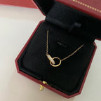 [sparkle Jewelery]LOVE DOUBLE RING HALF DIAMOND NECKLACE