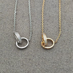 [sparkle Jewelery]LOVE DOUBLE RING HALF DIAMOND NECKLACE