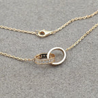 [sparkle Jewelery]LOVE DOUBLE RING HALF DIAMOND NECKLACE