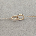 [sparkle Jewelery]LOVE DOUBLE RING HALF DIAMOND NECKLACE