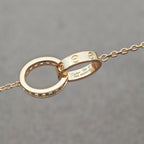 [sparkle Jewelery]LOVE DOUBLE RING HALF DIAMOND NECKLACE