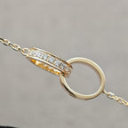 [sparkle Jewelery]LOVE DOUBLE RING HALF DIAMOND NECKLACE
