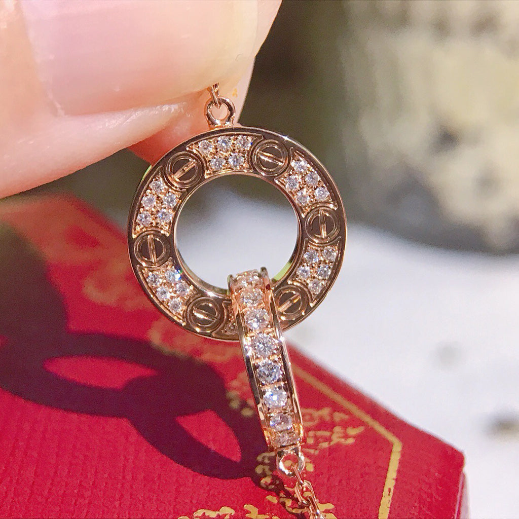 [sparkle Jewelery]LOVE  FULL DIAMOND PENDANT NECKLACE