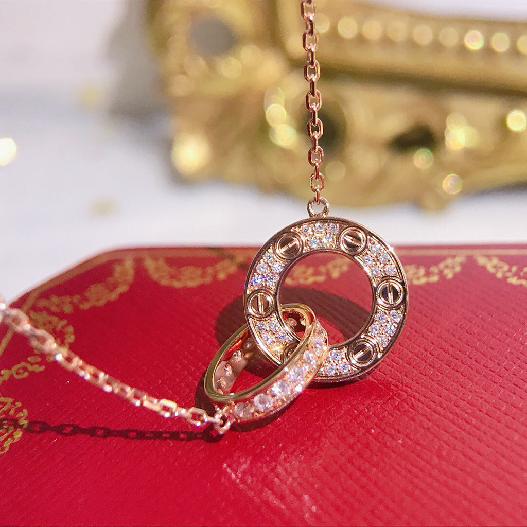 [sparkle Jewelery]LOVE  FULL DIAMOND PENDANT NECKLACE