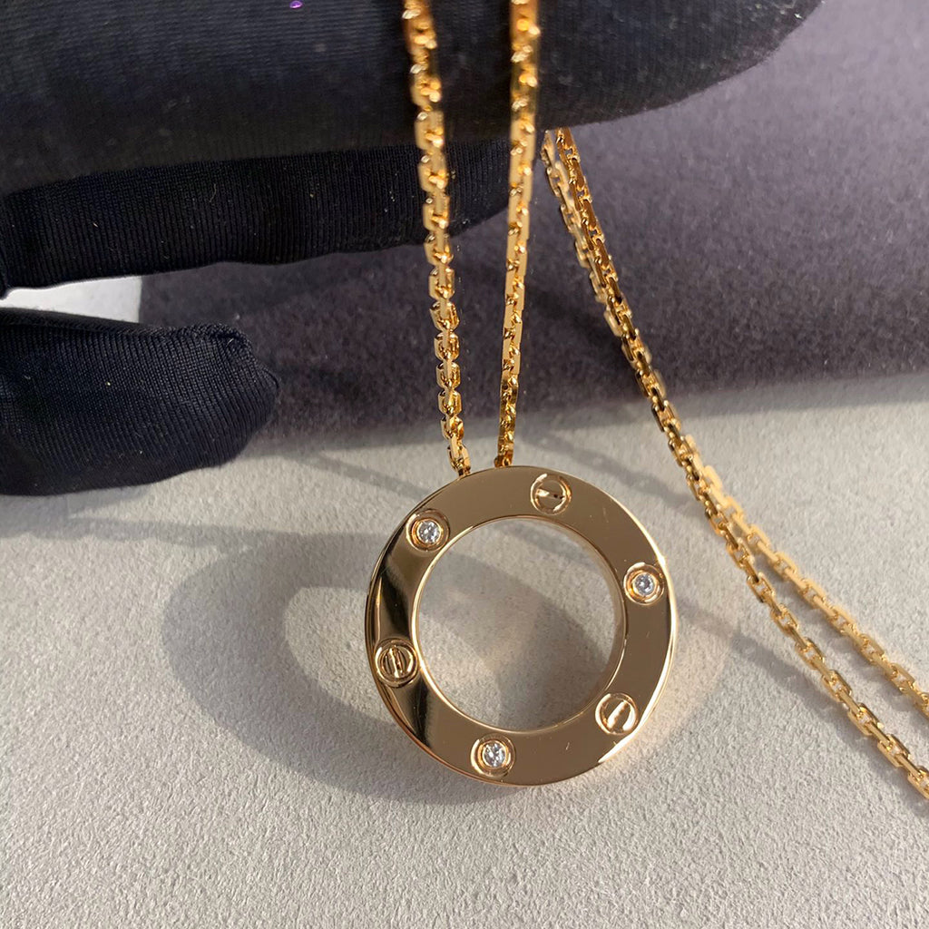 [sparkle Jewelery]LOVE NECKLACE 16MM 3 DIAMONDS