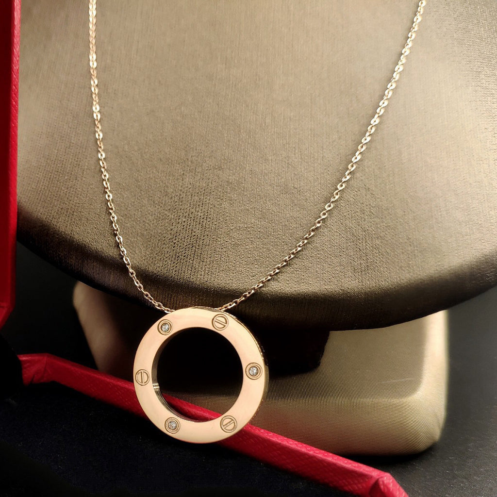 [sparkle Jewelery]LOVE NECKLACE 16MM 3 DIAMONDS
