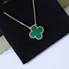 [sparkle Jewelry ]CLOVER 15MM MALACHITE SINGLE FLOWER  NECKLACE