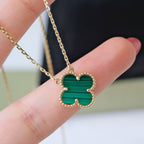 [sparkle Jewelry ]CLOVER 15MM MALACHITE SINGLE FLOWER  NECKLACE