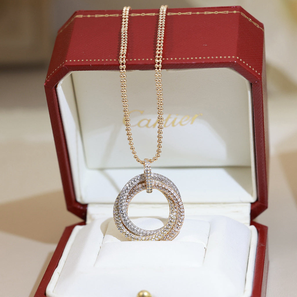 [sparkle Jewelery]TRINITY LARGE FULL DIAMOND  NECKLACE