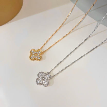 [sparkle Jewelry ]CLOVER 15MM DIAMOND SINGLE FLOWER NECKLACE