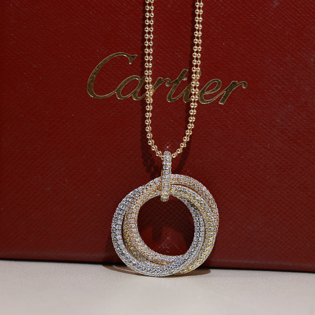 [sparkle Jewelery]TRINITY LARGE FULL DIAMOND  NECKLACE