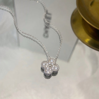 [sparkle Jewelry ]CLOVER 15MM DIAMOND SINGLE FLOWER NECKLACE