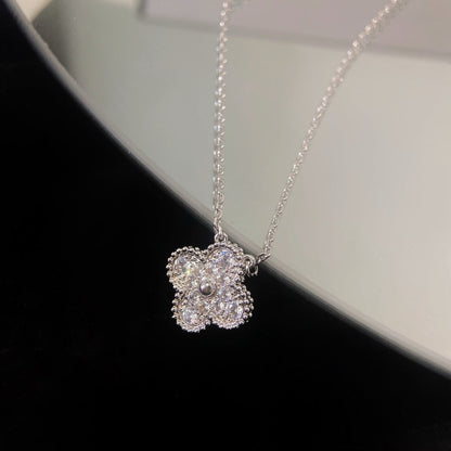 [sparkle Jewelry ]CLOVER 15MM DIAMOND SINGLE FLOWER NECKLACE