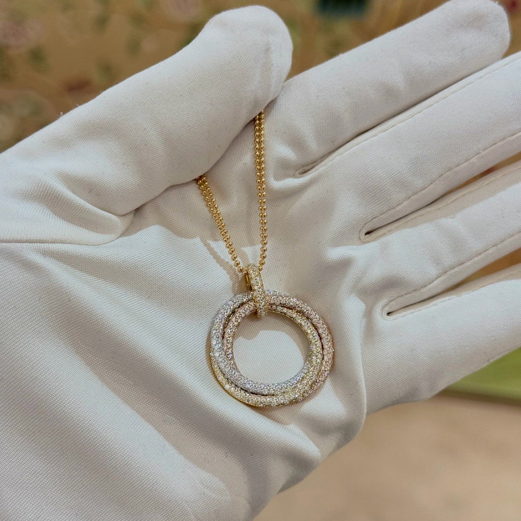 [sparkle Jewelery]TRINITY LARGE FULL DIAMOND  NECKLACE