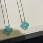[sparkle Jewelry ]CLOVER 15MM DIAMOND SVRES PORCELAIN  NECKLACE SILVER