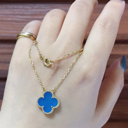 [sparkle Jewelry ]CLOVER 15MM BLUE AGATE NECKLACE