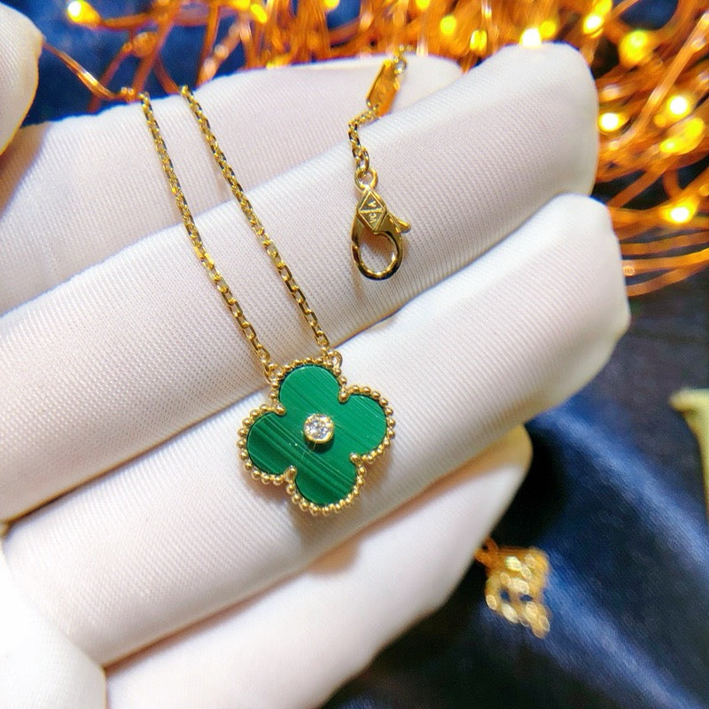 [sparkle Jewelry ]CLOVER 15MM DIAMOND TURQUOISE NECKLACE