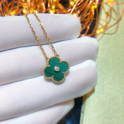 [sparkle Jewelry ]CLOVER 15MM DIAMOND TURQUOISE NECKLACE