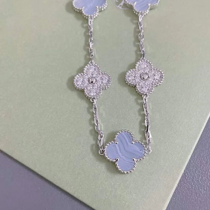 [Sparkle]LUCKY CLOVER 5-MOTIF-ARMBAND - PURPLE CHALCEDONY KOLLEKTION