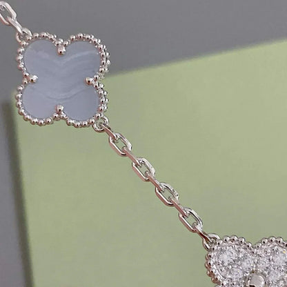 [Sparkle]LUCKY CLOVER 5-MOTIF-ARMBAND - PURPLE CHALCEDONY KOLLEKTION