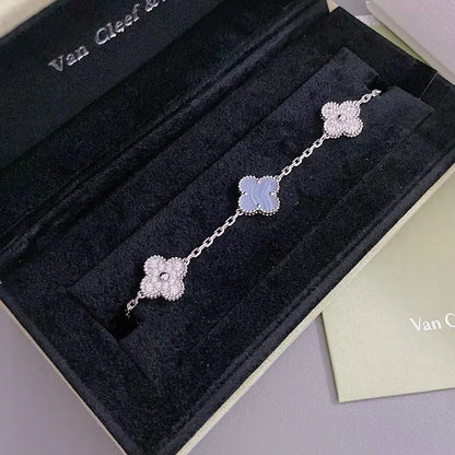 [Sparkle]LUCKY CLOVER 5-MOTIF-ARMBAND - PURPLE CHALCEDONY KOLLEKTION