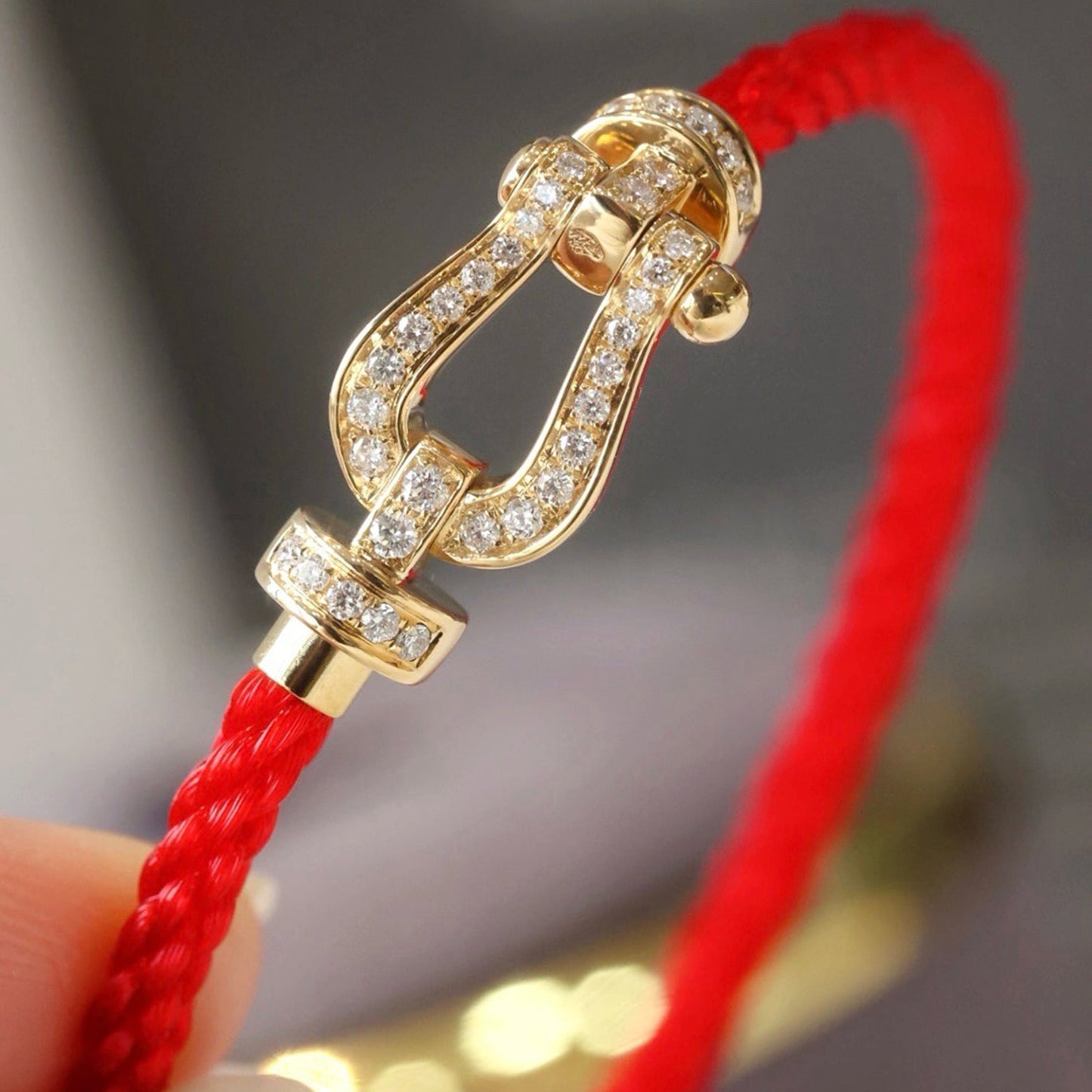 [Sparkle]FORCE GROSSES HORSESHOE VOLL DIAMANT ARMREIF - ROSÉGOLD