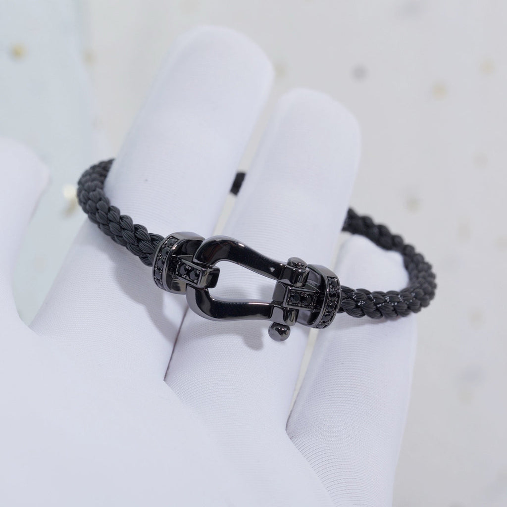 [sparkle Jewelry ]FORCE LARGE SERIES HORSESHOE BLACK SAMURAI BRACELET