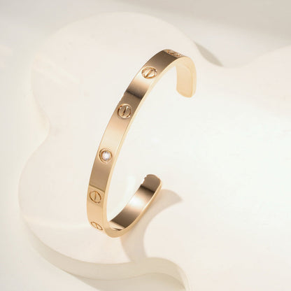 [sparkle Jewelery]LOVE BRACELET 6.1MM 1 DIAMOND OPEN CUFF
