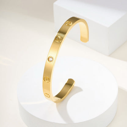 [sparkle Jewelery]LOVE BRACELET 6.1MM 1 DIAMOND OPEN CUFF