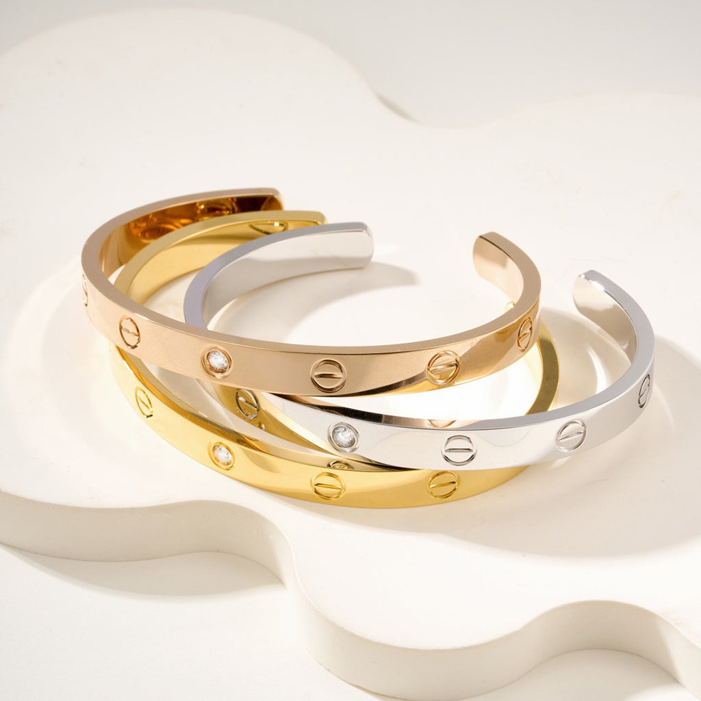 [sparkle Jewelery]LOVE BRACELET 6.1MM 1 DIAMOND OPEN CUFF
