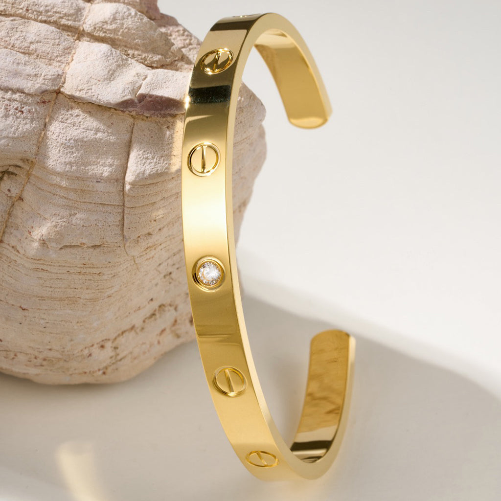 [sparkle Jewelery]LOVE BRACELET 6.1MM 1 DIAMOND OPEN CUFF