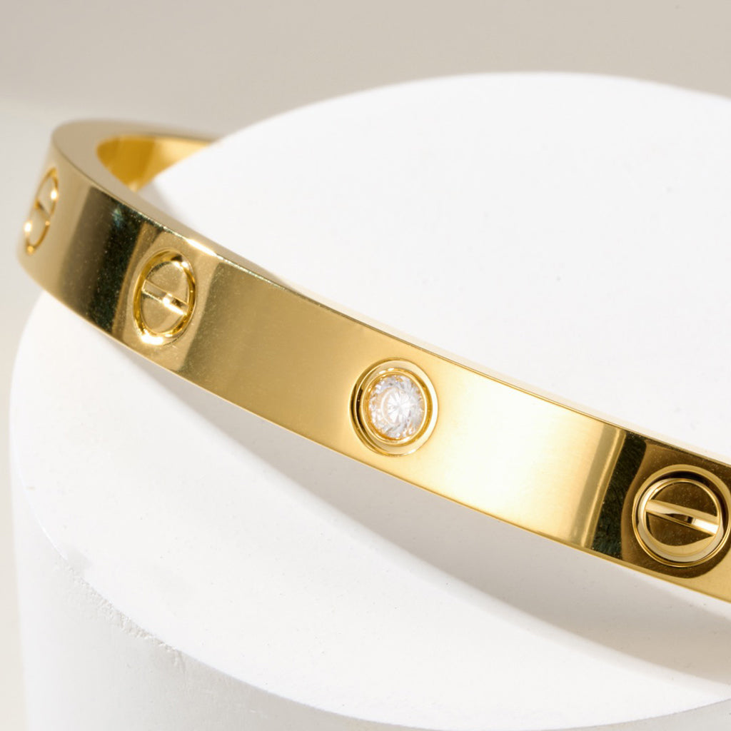 [sparkle Jewelery]LOVE BRACELET 6.1MM 1 DIAMOND OPEN CUFF