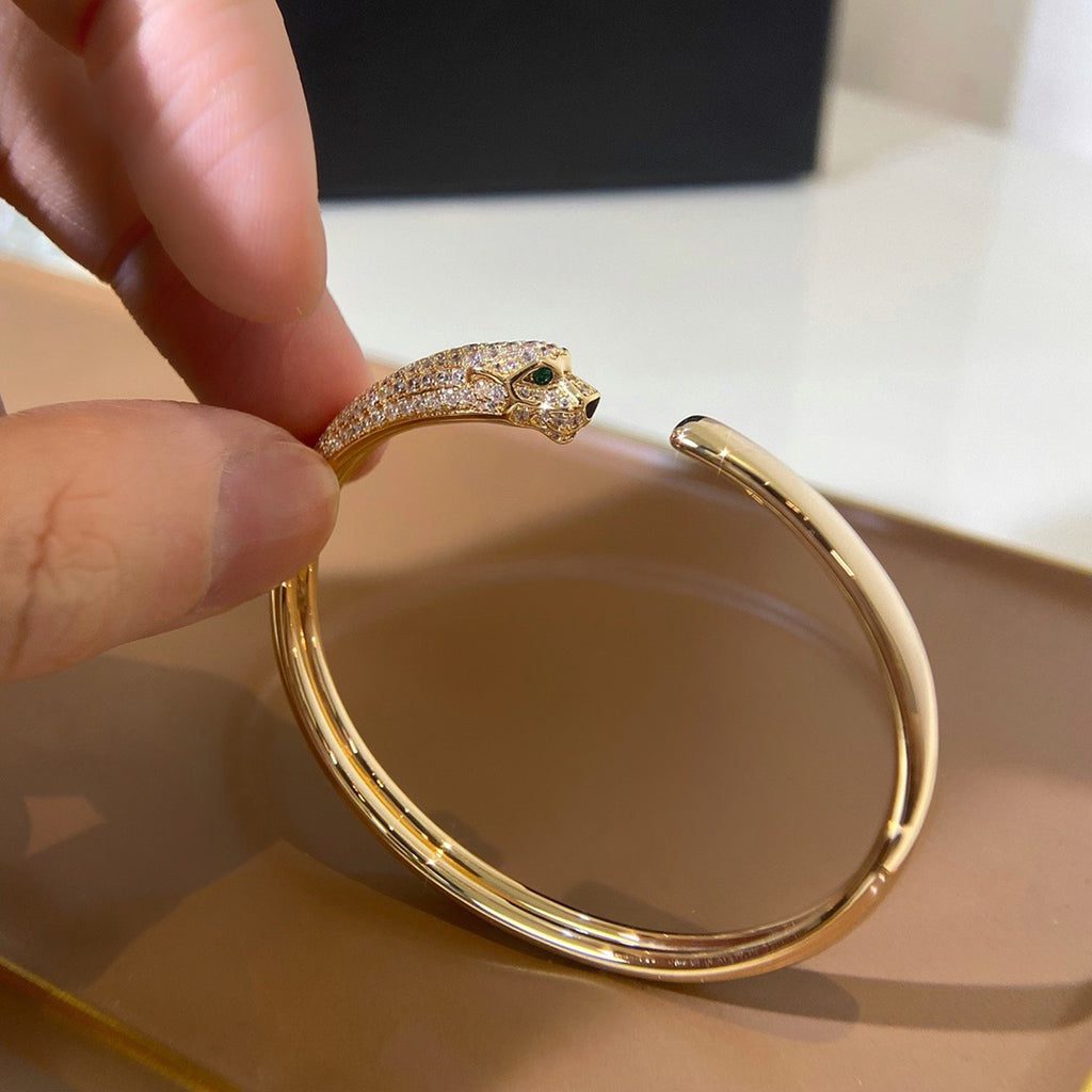 [sparkle Jewelery]PANTHERE HALF DIAMOND OPEN BRACELET