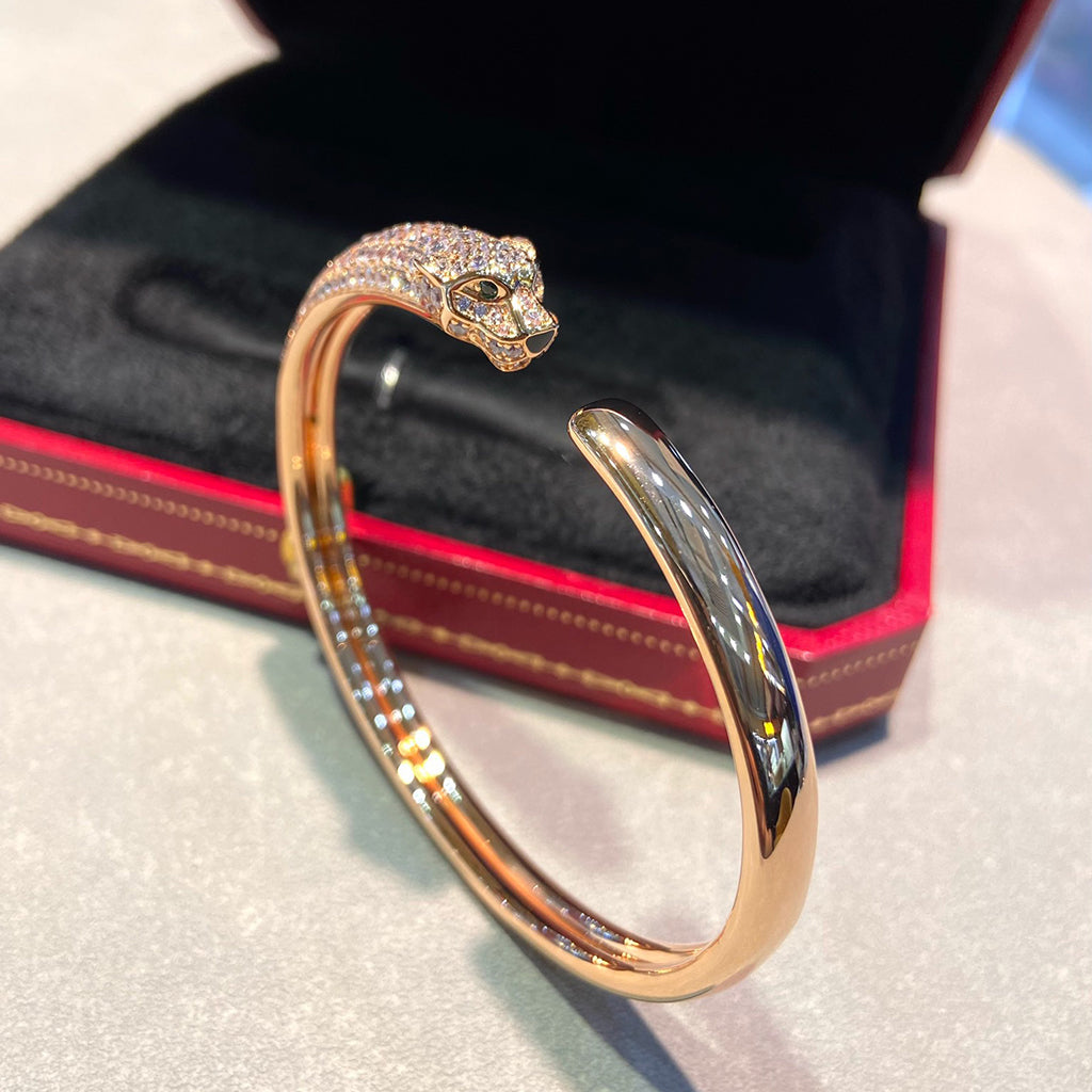 [sparkle Jewelery]PANTHERE HALF DIAMOND OPEN BRACELET