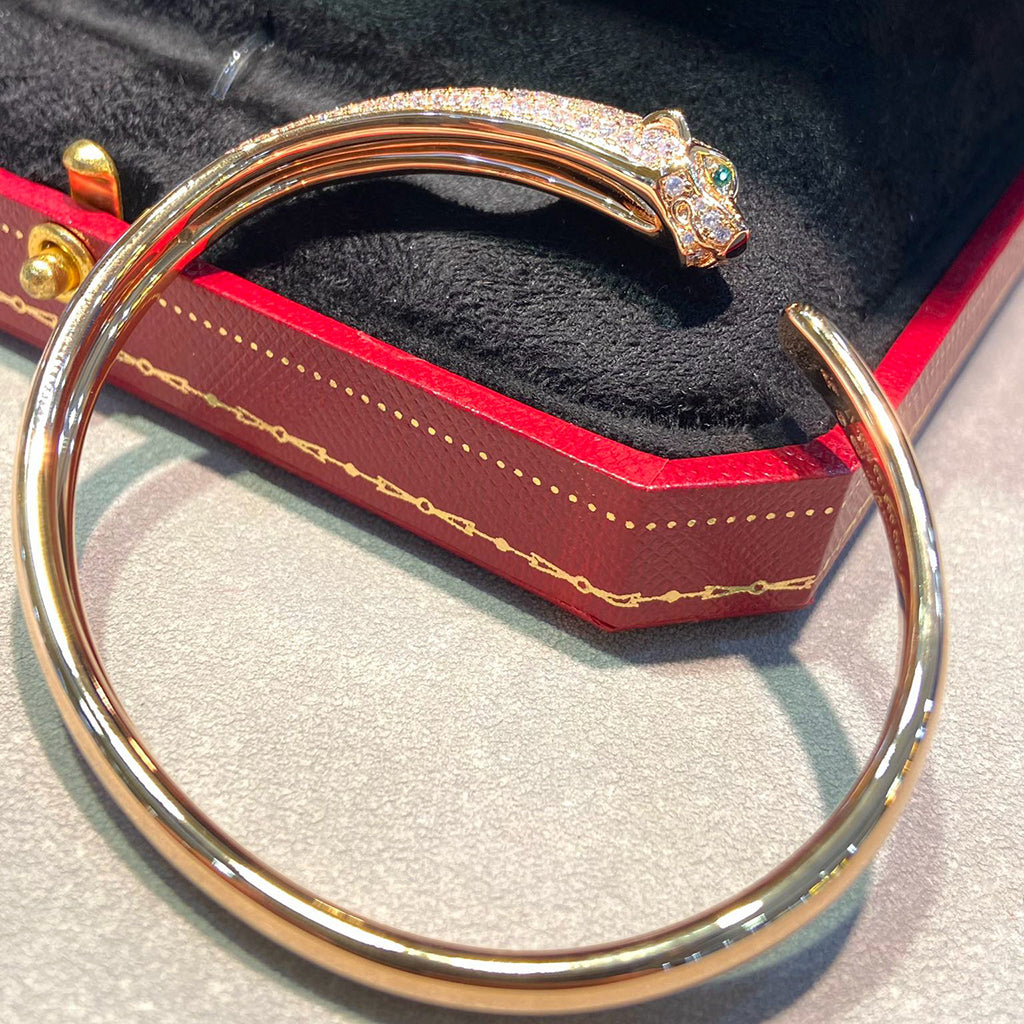 [sparkle Jewelery]PANTHERE HALF DIAMOND OPEN BRACELET