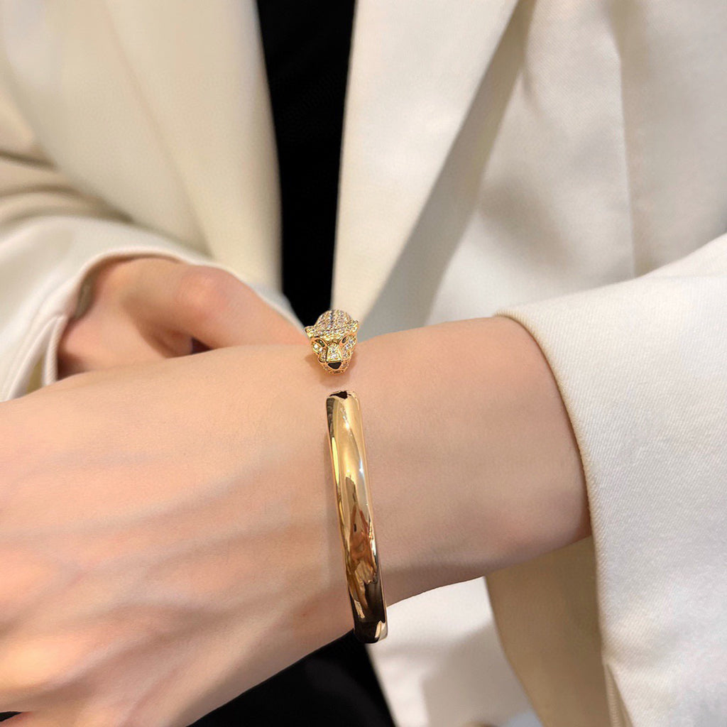 [sparkle Jewelery]PANTHERE HALF DIAMOND OPEN BRACELET