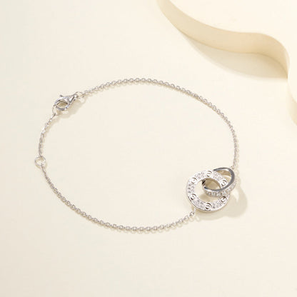 [sparkle Jewelery]LOVE DOUBLE RING FULL DIAMOND BRACELET
