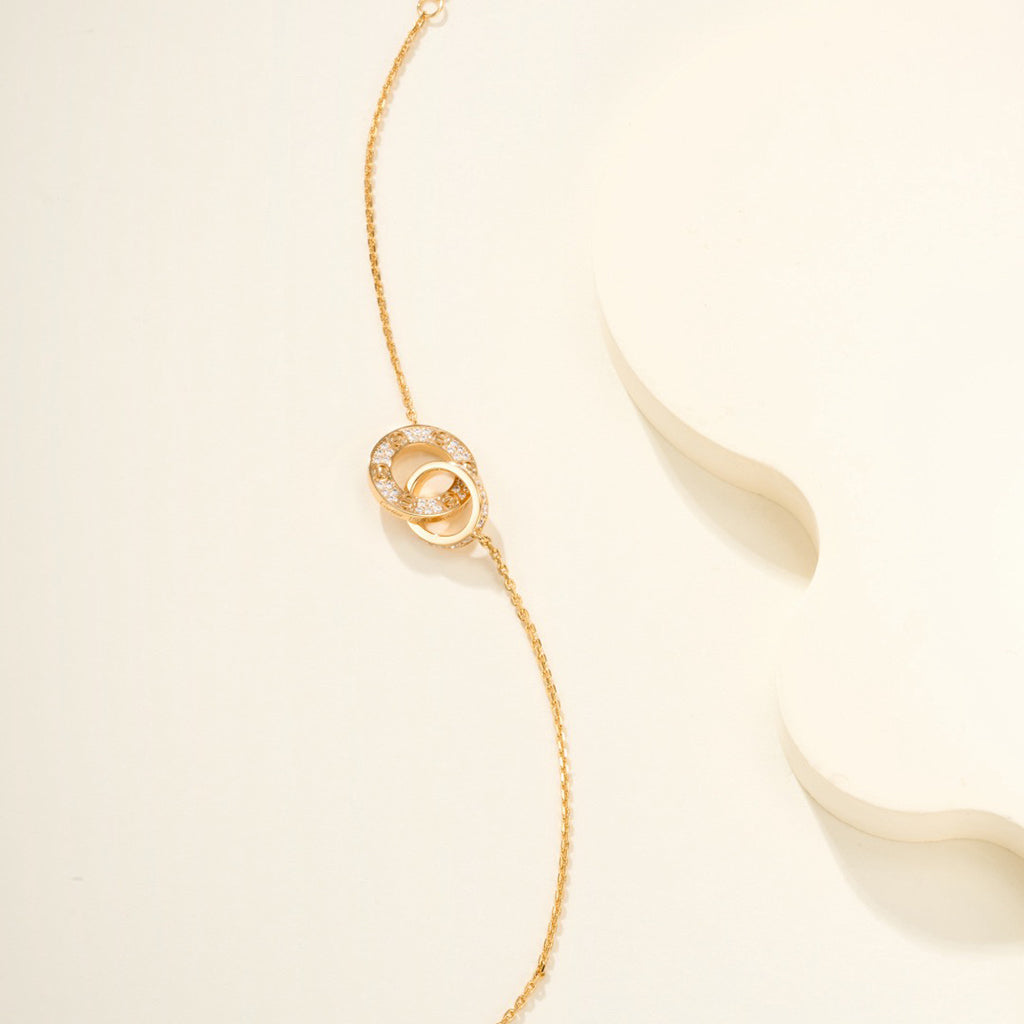[sparkle Jewelery]LOVE DOUBLE RING FULL DIAMOND BRACELET