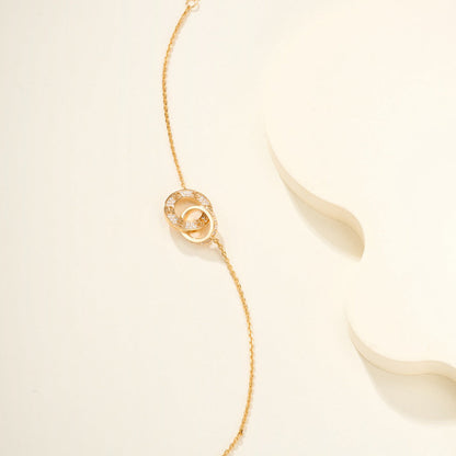 [sparkle Jewelery]LOVE DOUBLE RING FULL DIAMOND BRACELET