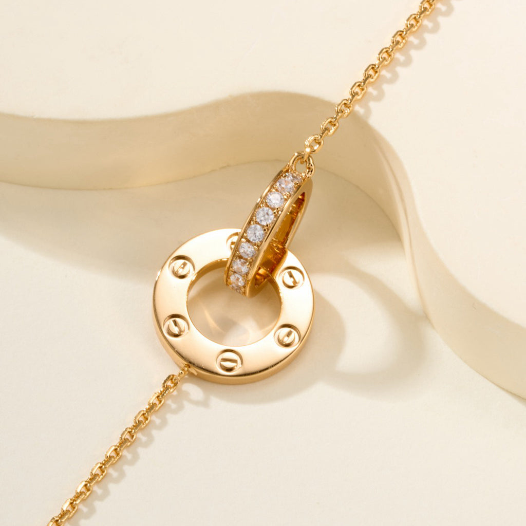 [sparkle Jewelery]LOVE DOUBLE RING FULL DIAMOND BRACELET